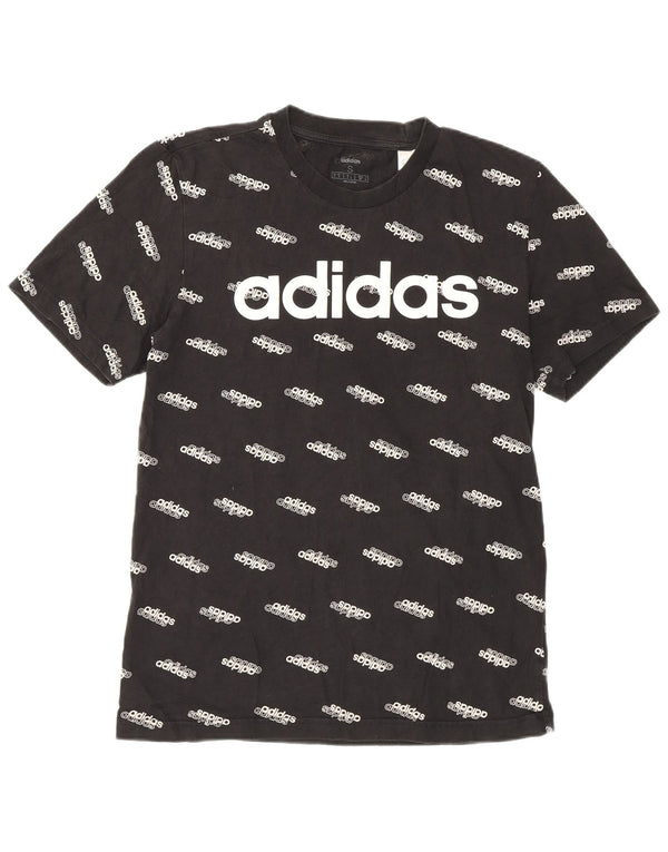 Adidas T-shirt graphique pour femme UK 10 Petit coton noir