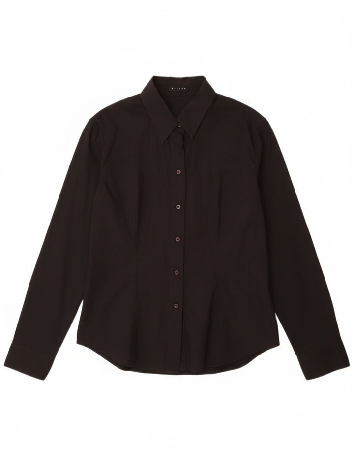 Sisley Chemise Femme UK 14 Large Noir Coton