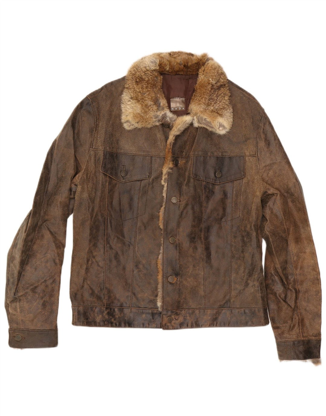 MAYS Veste en cuir pour homme UK 40 Grand cuir marron