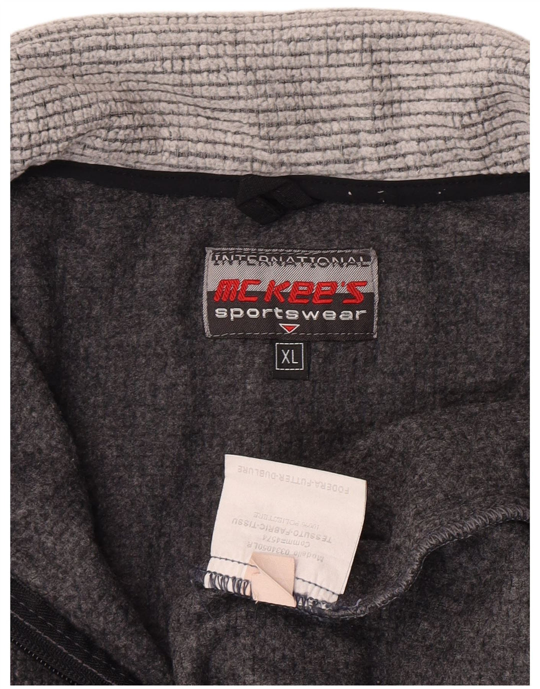 MC Kee's Pull polaire à col zippé pour homme XL Gris Colorblock Polyester