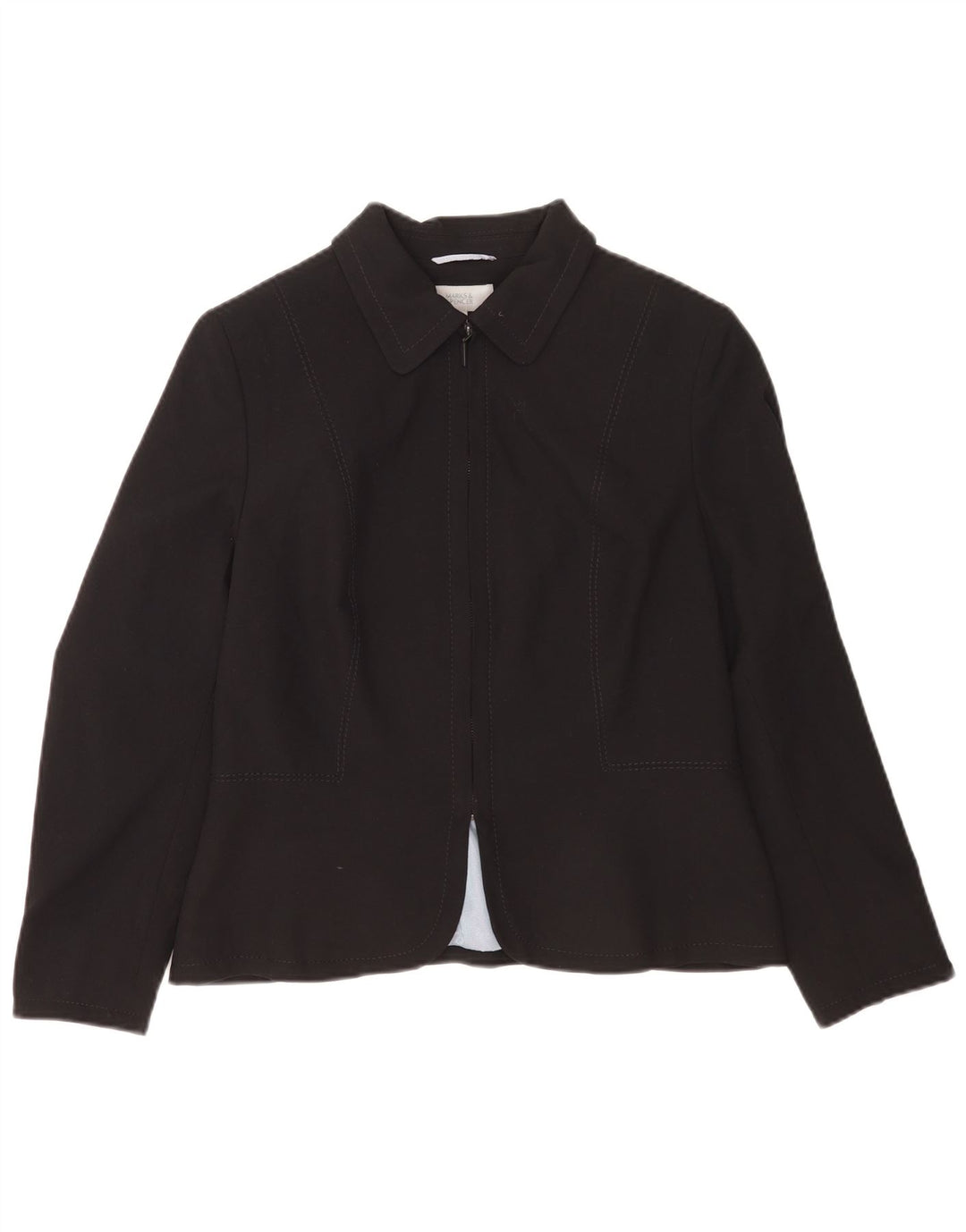 Marks & Spencer Veste blazer à fermeture éclair pour femme Petite Taille UK 14 Noir moyen