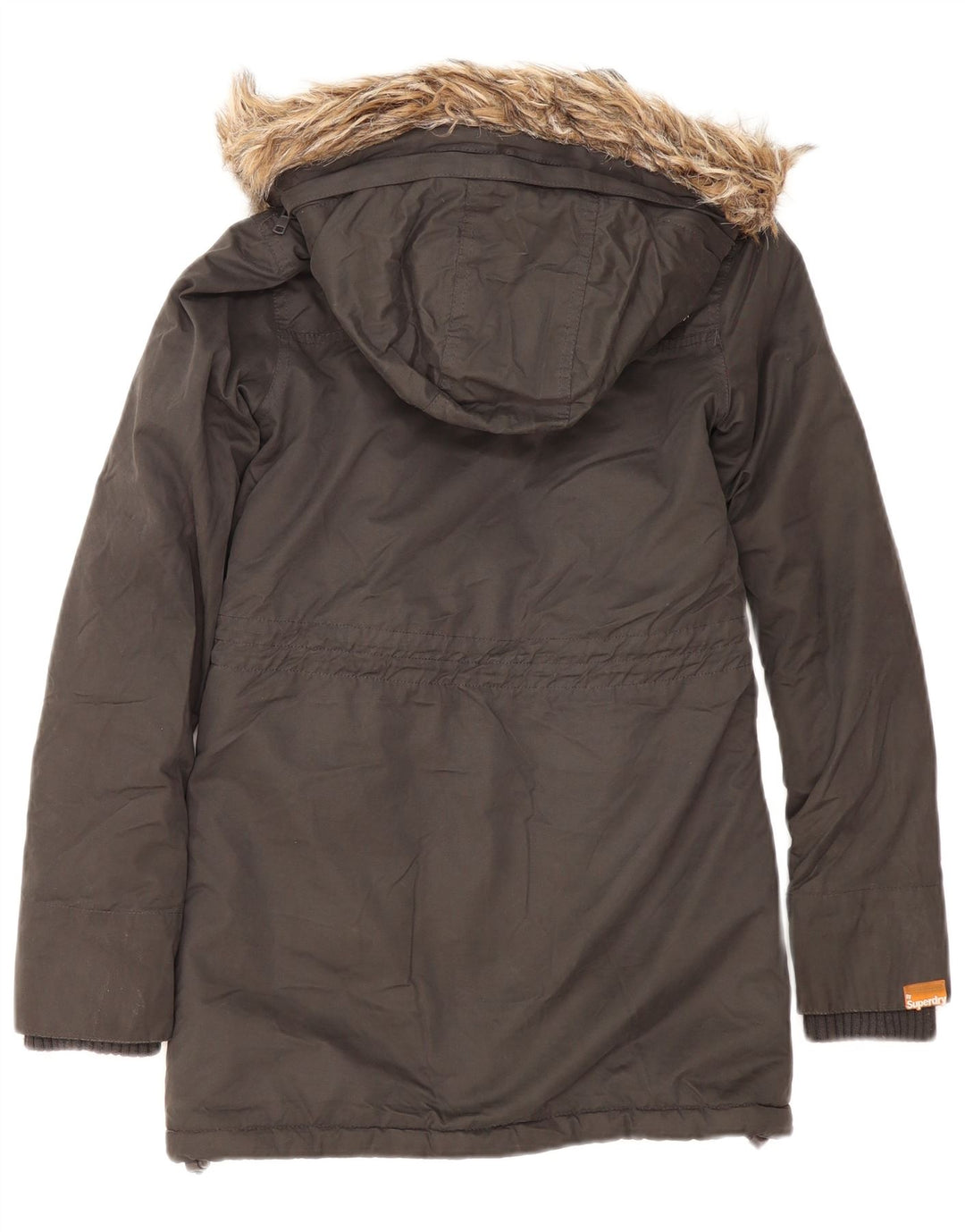 Superdry Veste Parka Sherpa À Capuche Femme UK 2 2XS Gris Polyester