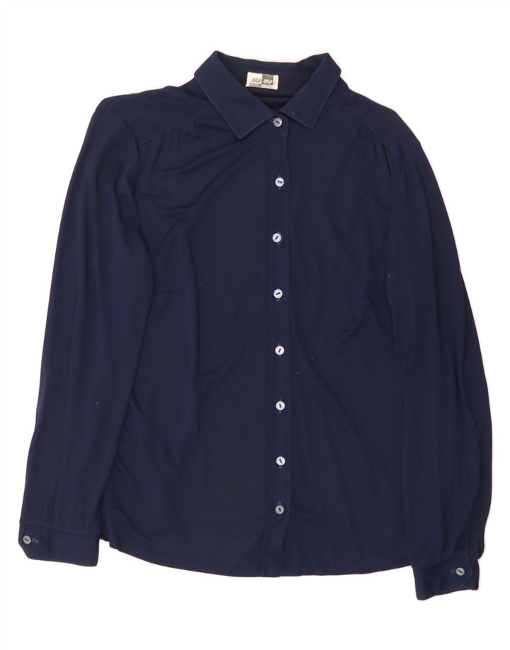 ARA Womens Shirt UK 16 Large Navy Blue Viscose Vintage ARA and Second-Hand ARA from Messina Hembry 