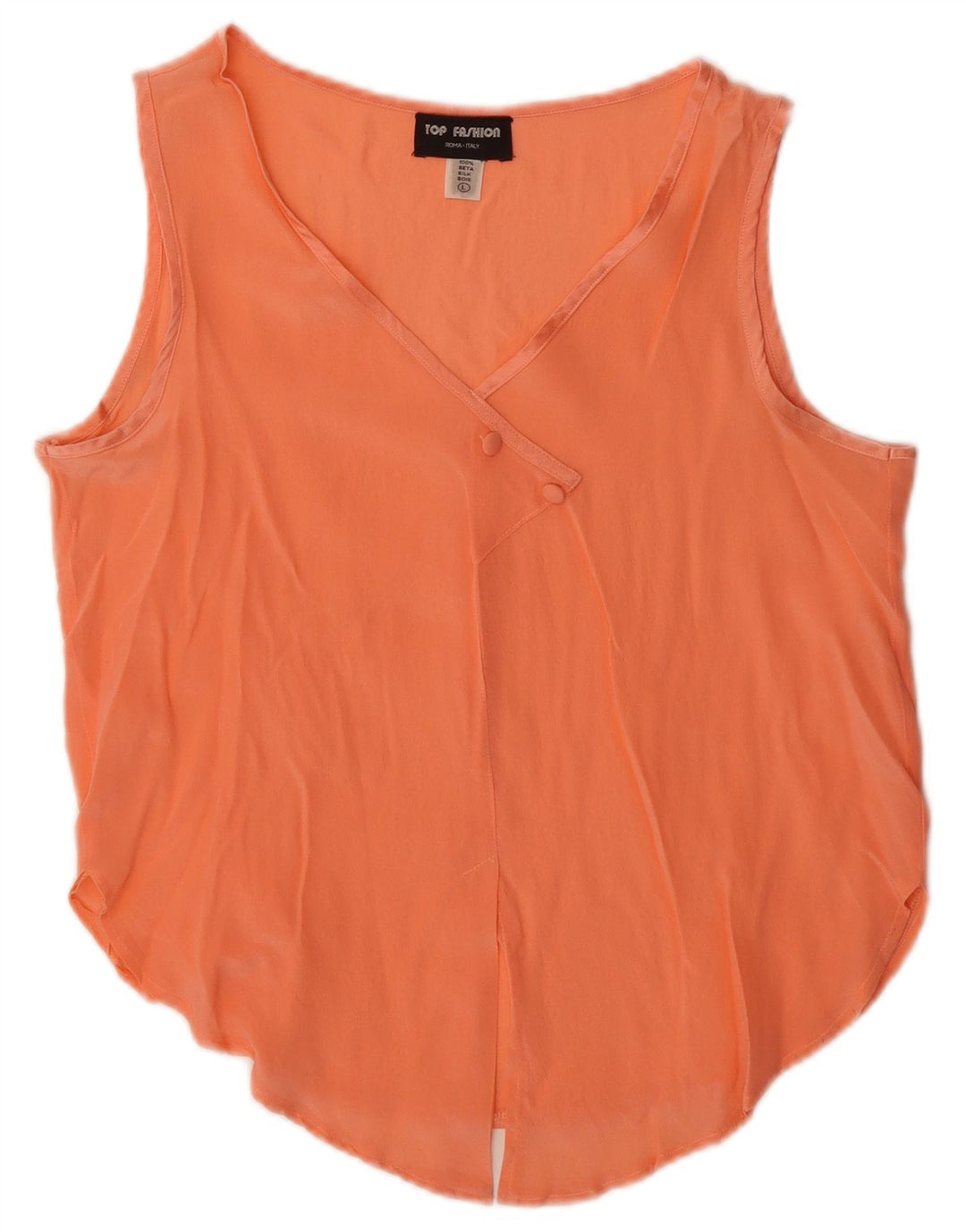 vintage Womens Vest Top UK 14 Grande Soie Orange