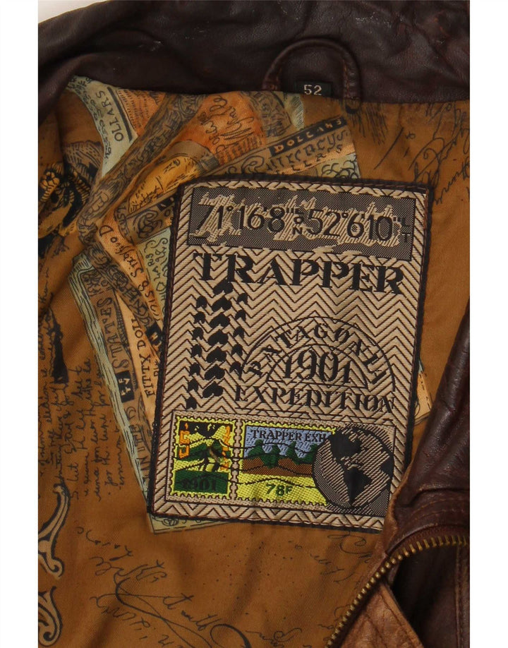 Trapper Veste en cuir pour homme IT 52 XL Marron