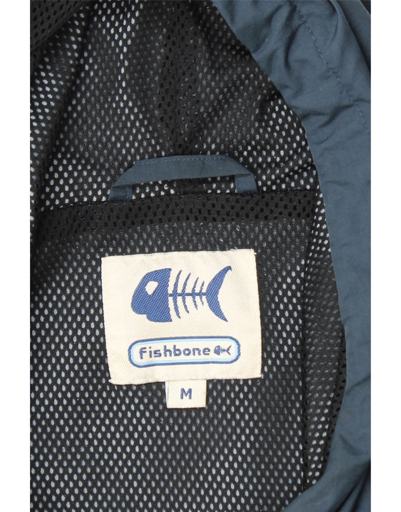FISHBONE Mens Hooded Pullover Rain Jacket UK 38 Medium Navy Blue Nylon Vintage Fishbone and Second-Hand Fishbone from Messina Hembry 