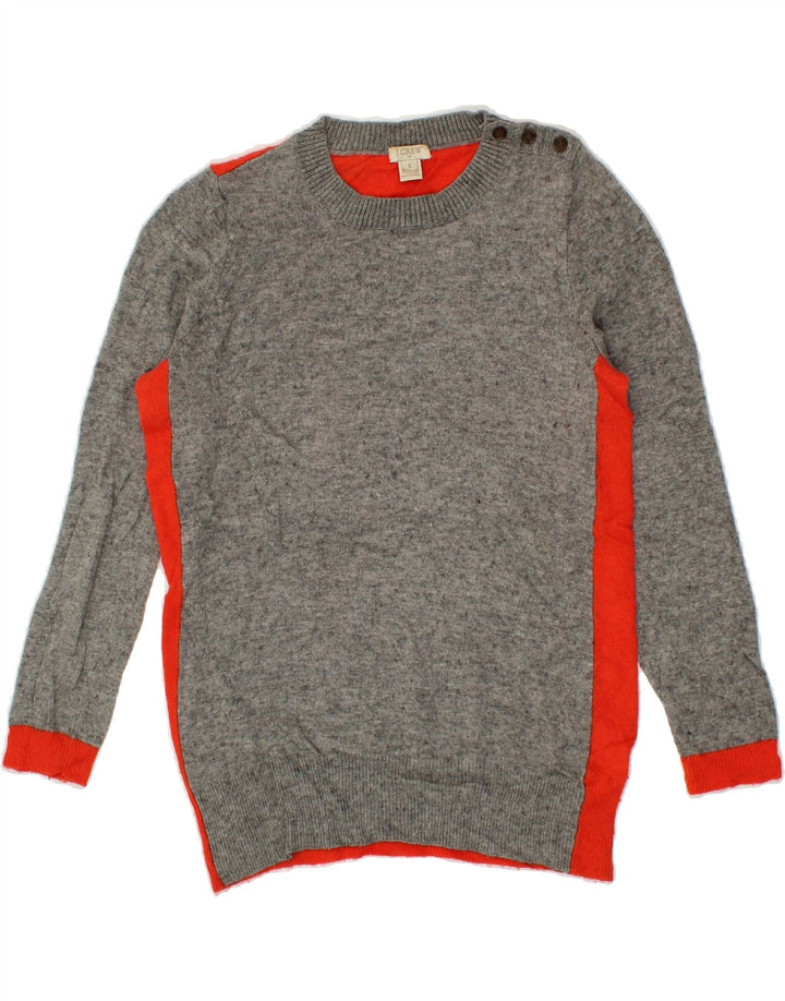 J. CREW Womens Crew Neck Jumper Sweater UK 10 Small Grey Colourblock Vintage J. Crew and Second-Hand J. Crew from Messina Hembry 