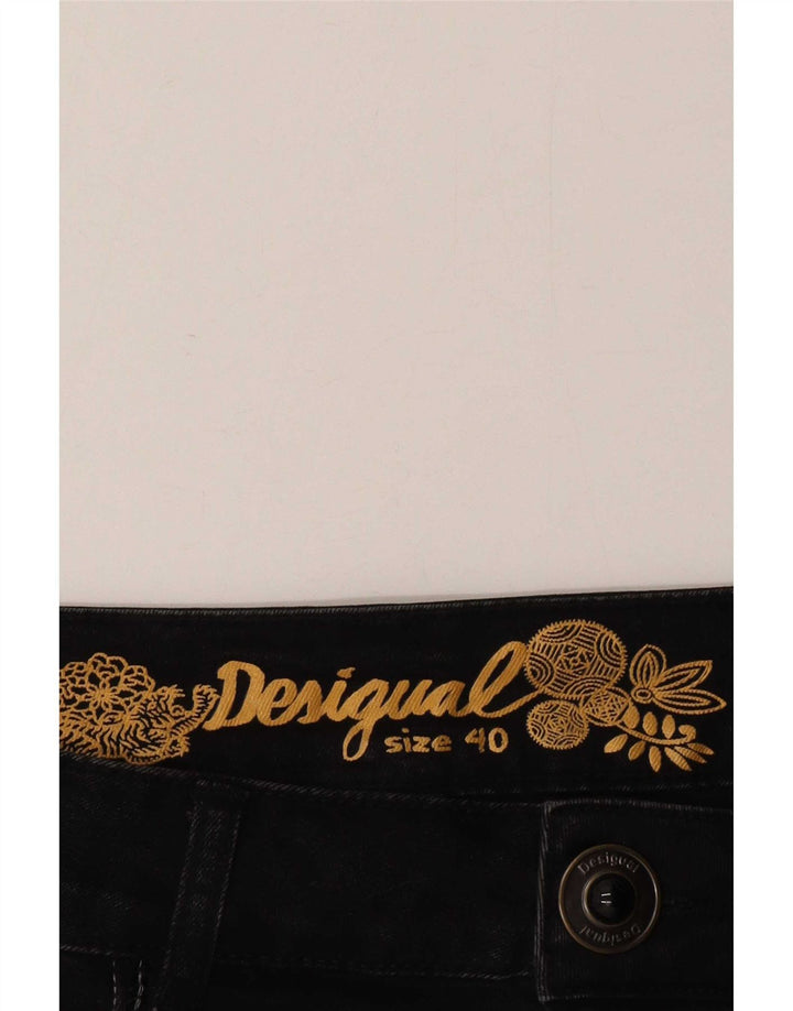 Desigual Jupe asymétrique en jean pour femme EU 40 Medium W30 Gris à chevrons