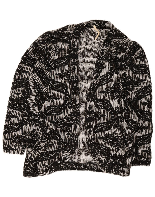Il Birillo Pull Cardigan Ouvert pour Femme UK 16 Grand Acrylique Floral Noir