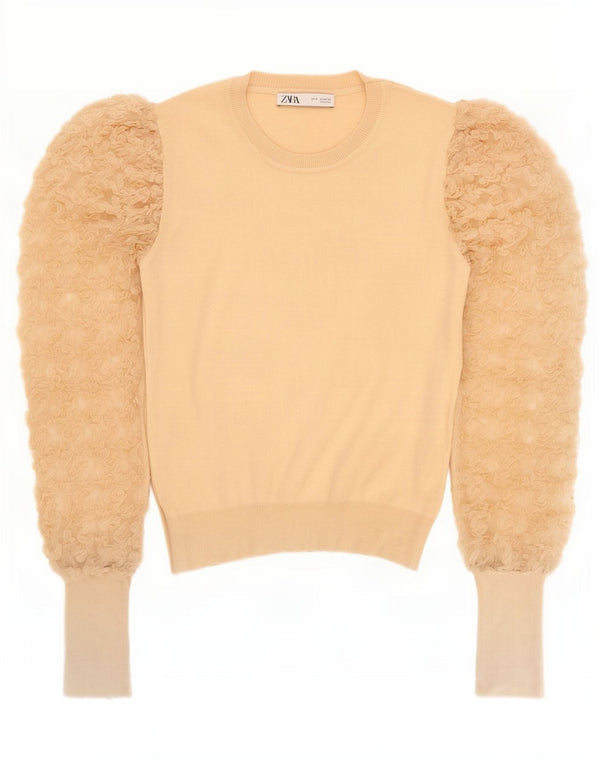 Zara Femme Chemisier Top UK 12 Beige Moyen