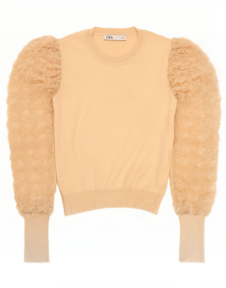 Zara Femme Chemisier Top UK 12 Beige Moyen
