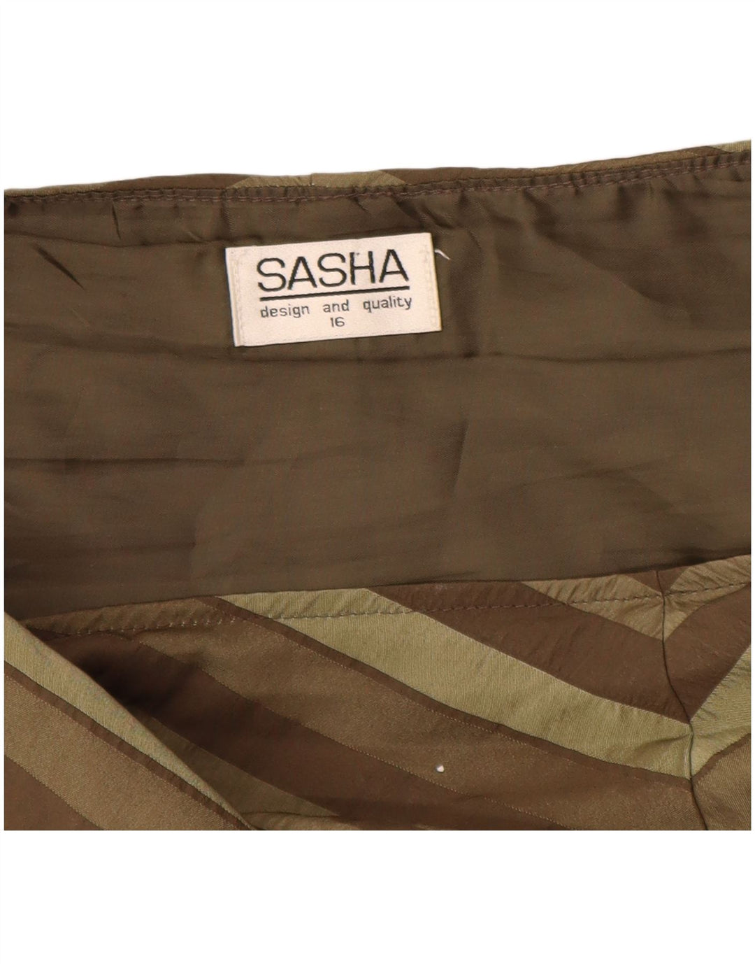 SASHA Jupe trapèze asymétrique pour femme UK 16 Large W36 Kaki rayé