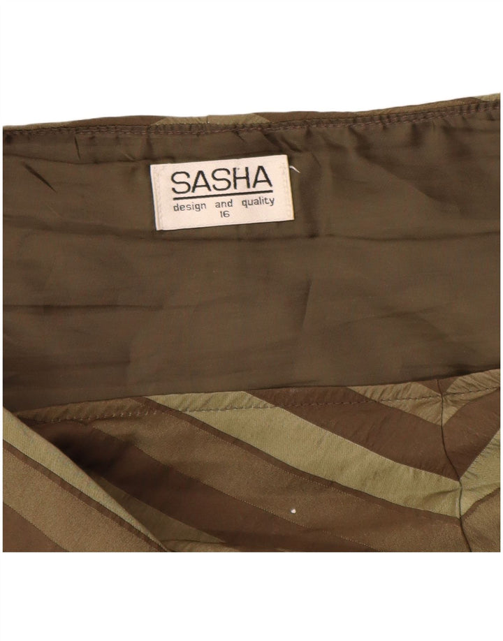 SASHA Jupe trapèze asymétrique pour femme UK 16 Large W36 Kaki rayé