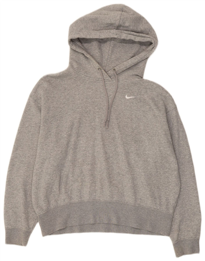NIKE Pull à capuche surdimensionné pour femme UK 10 Petit coton moucheté gris