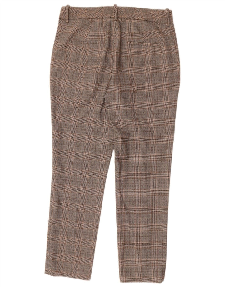 Zara Pantalon Chino Slim Femme EU 38 Small W28 L27 Gris Carreaux Polyester