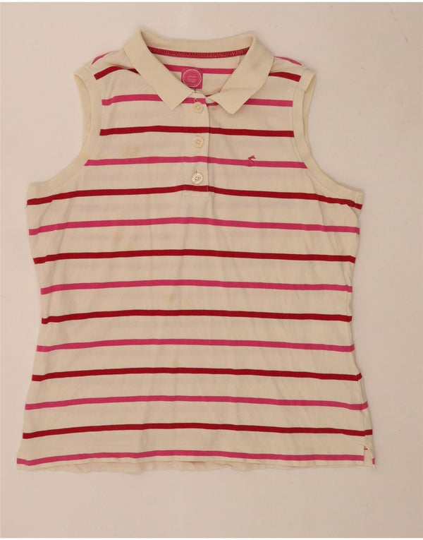 Joules Polo sans manches pour femme UK 18 XL Blanc rayé