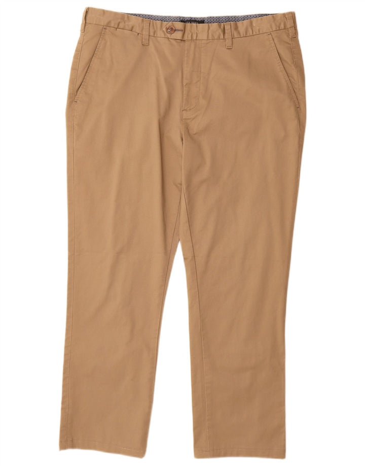 TED BAKER Pantalon de Costume Droit Homme W34 L27 Marron Coton