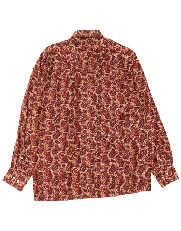 VINTAGE Chemise Homme Taille 40 15 3/4 Paisley Brun Moyen