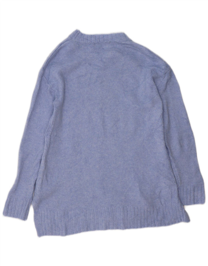 Marks & Spencer Pull long à col rond pour femme UK 10 Petit Bleu