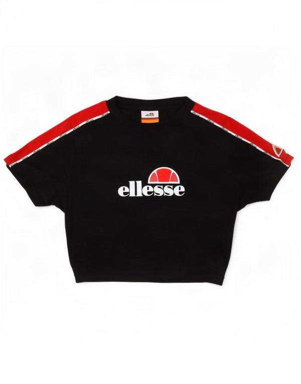 Ellesse T-shirt court graphique pour femme UK 10 Small Noir Colourblock