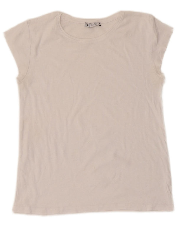 Zara T-Shirt Femme Top UK 8 Petit Blanc