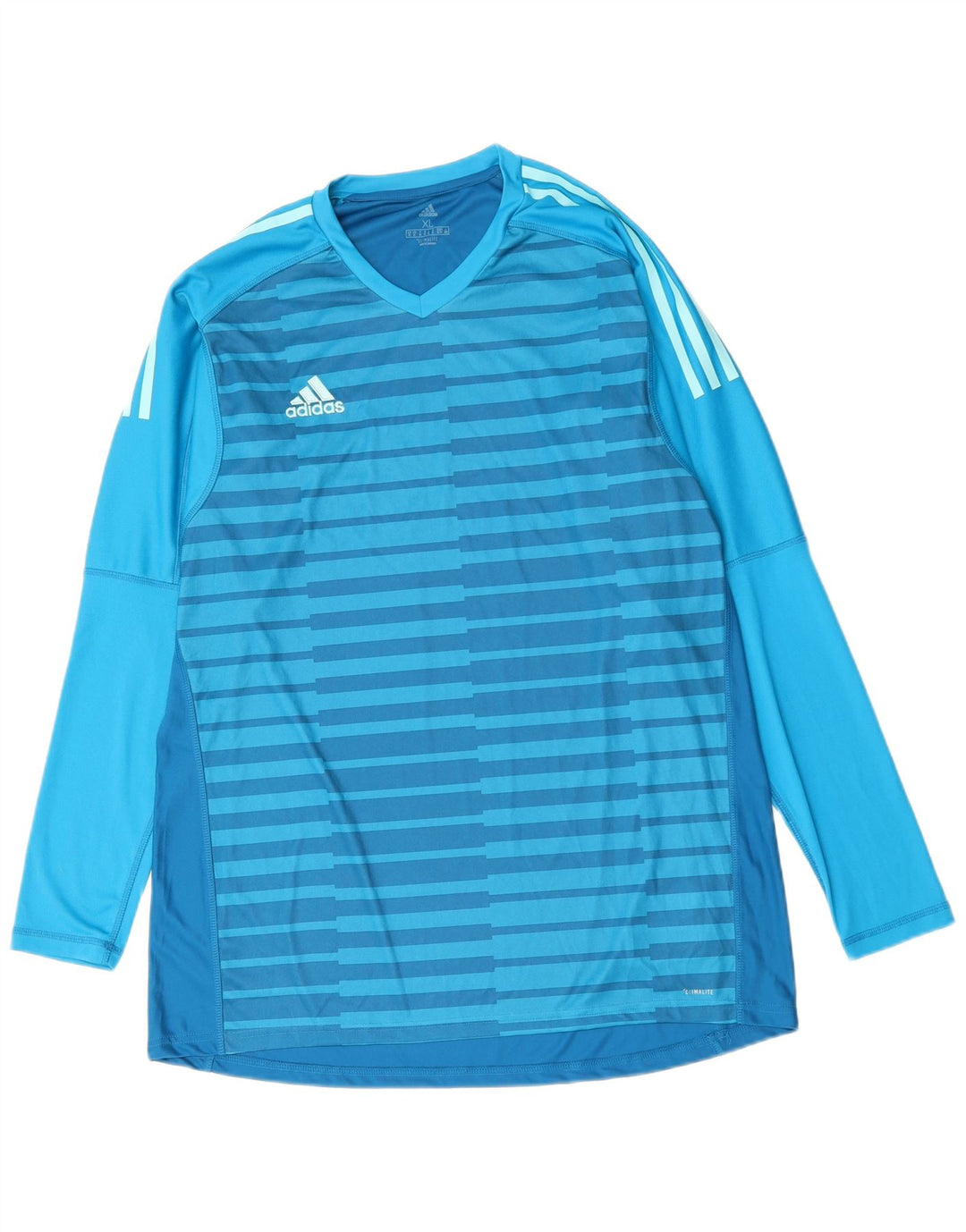 ADIDAS Homme Climalite T-Shirt Top XL Bleu Rayé Polyester
