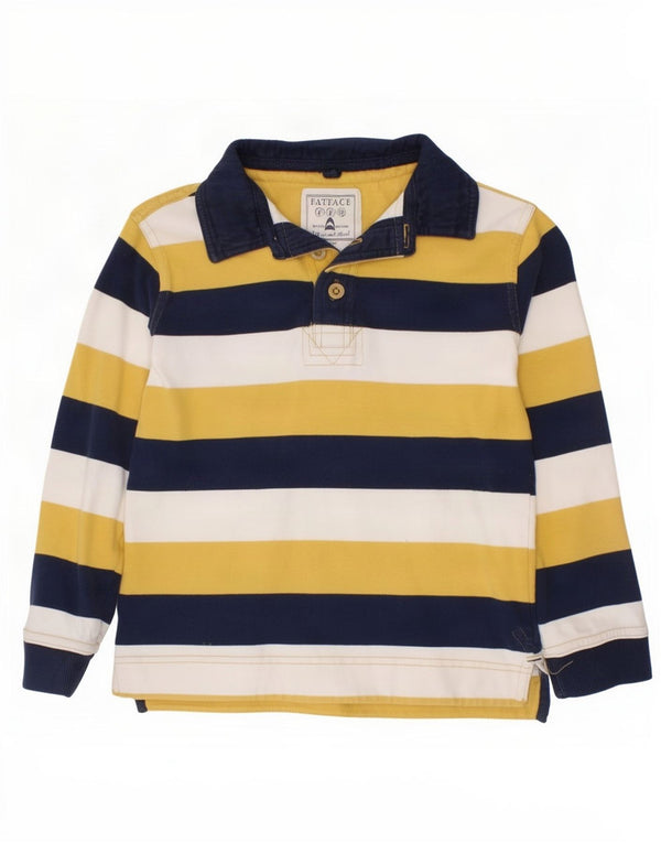 Polo de rugby à manches longues pour garçons Fat Face 6-7 ans en coton rayé jaune
