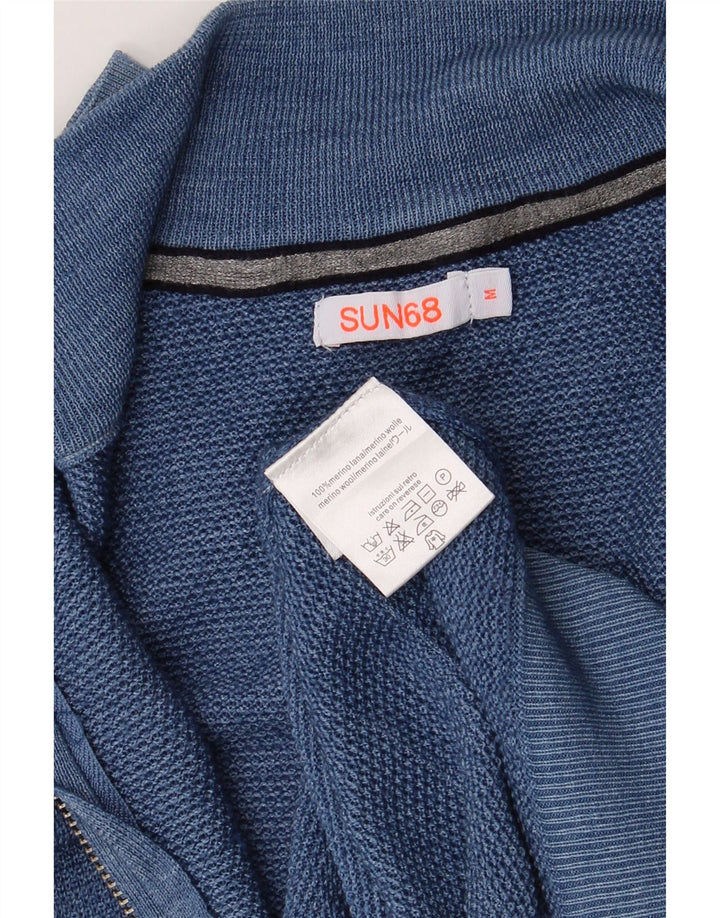 Sun68 Cardigan Homme Laine Mérinos Bleu Moyen