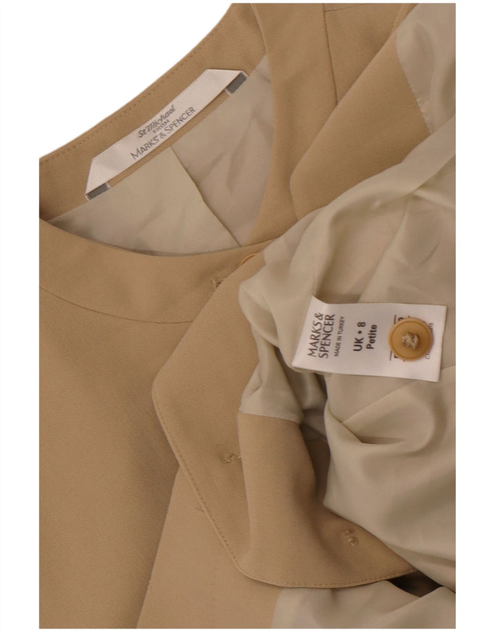 Marks & Spencer Veste blazer longue pour femme UK 8 Small Beige Polyester