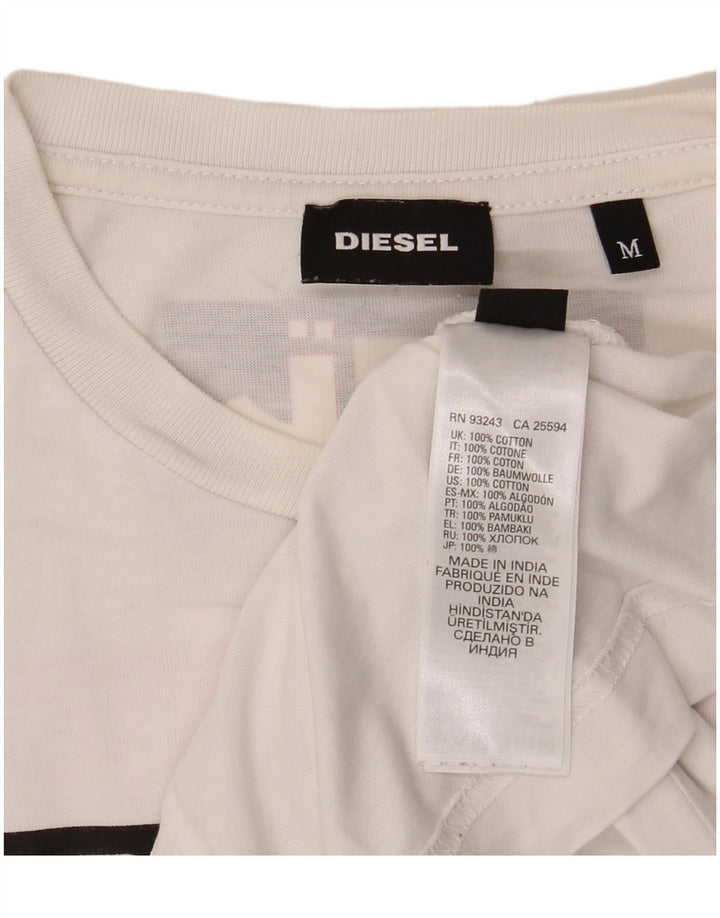 Diesel T-Shirt Graphique Homme Blanc Moyen Coton