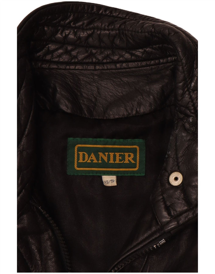 Danier Veste en cuir surdimensionnée pour femme UK 6 XS Noir