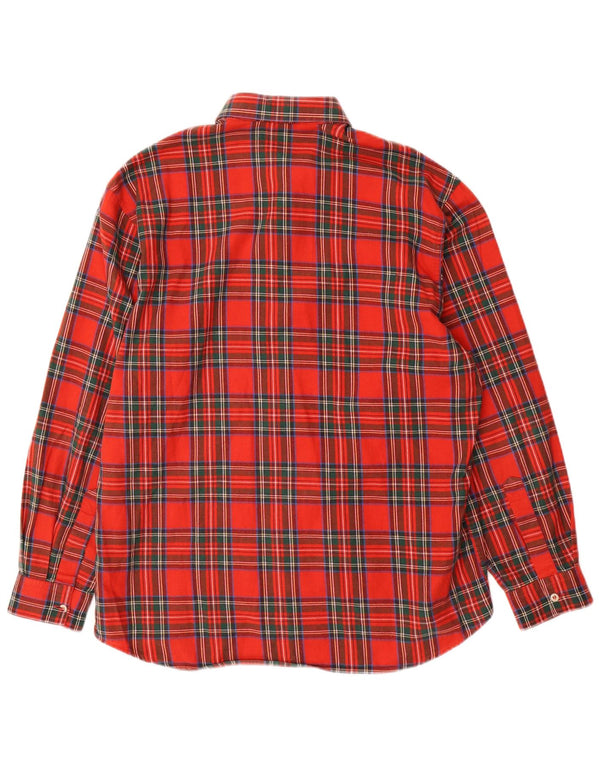 vintage Chemise en flanelle homme Taille 44 XL Coton à carreaux rouge