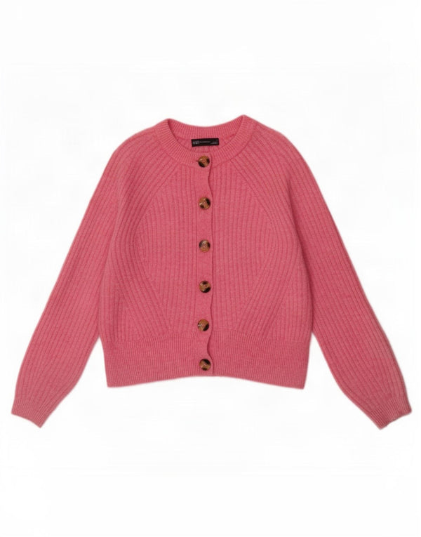 Marks & Spencer Pull Cardigan Femme UK 14 Acrylique Rose Moyen