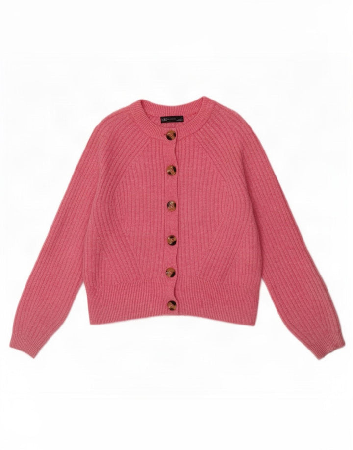 Marks & Spencer Pull Cardigan Femme UK 14 Acrylique Rose Moyen
