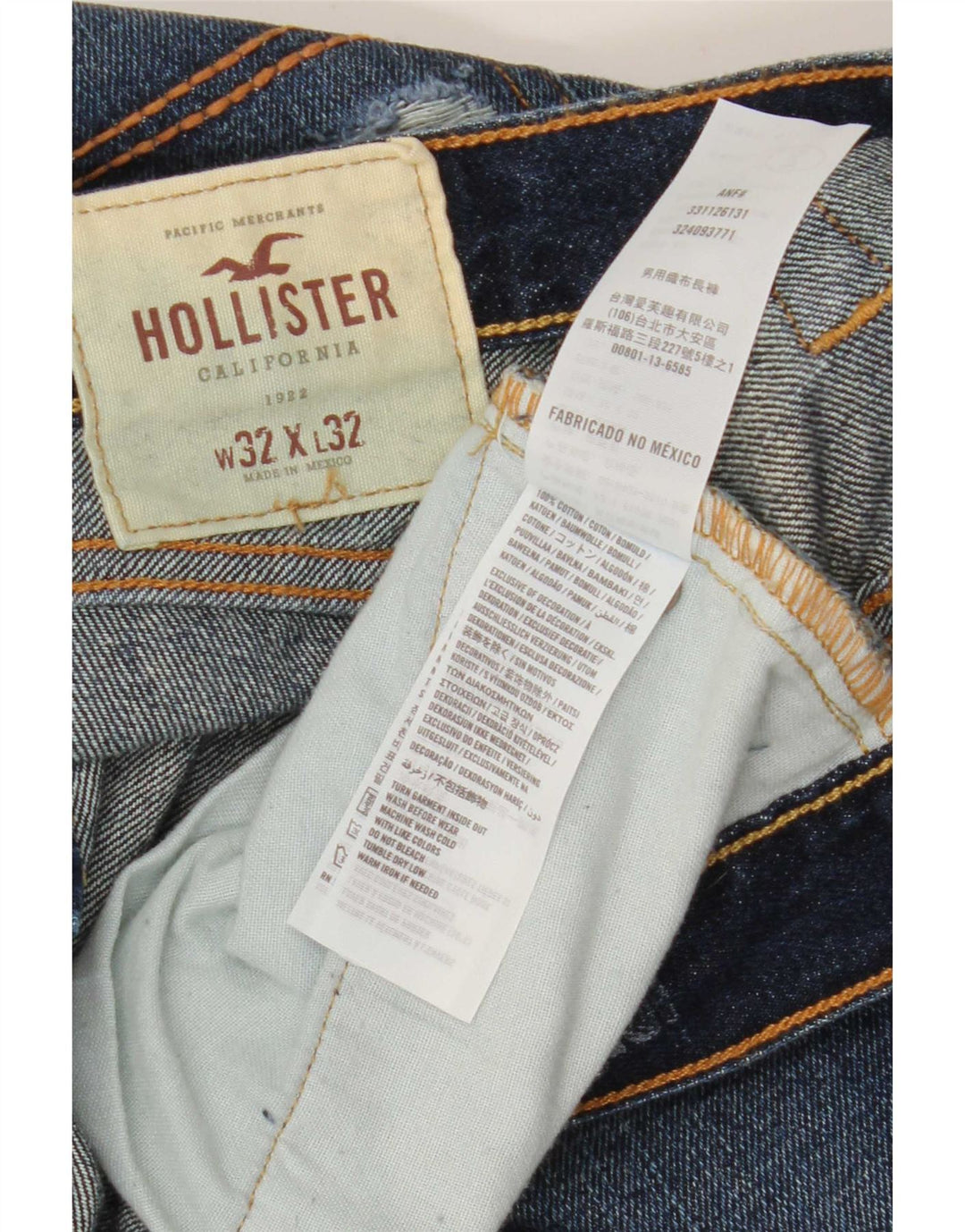 Hollister Jean bootcut vieilli pour homme W32 L32 Bleu Coton