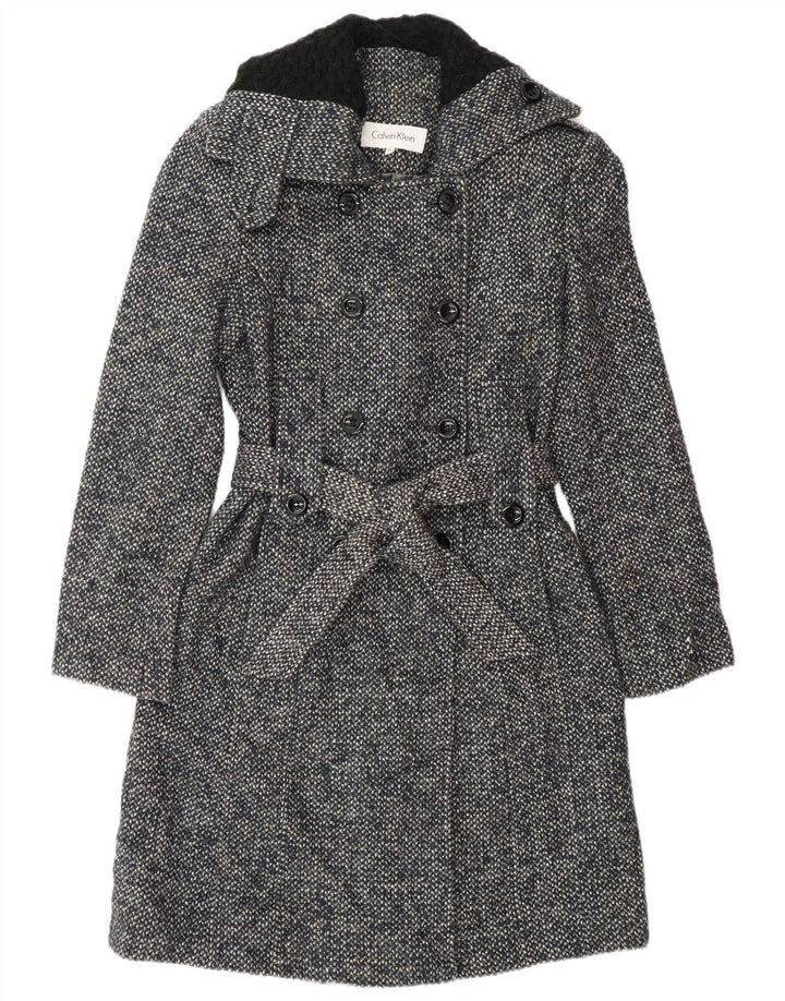 Calvin Klein Trench Femme US 2 XS Bleu Marine Laine