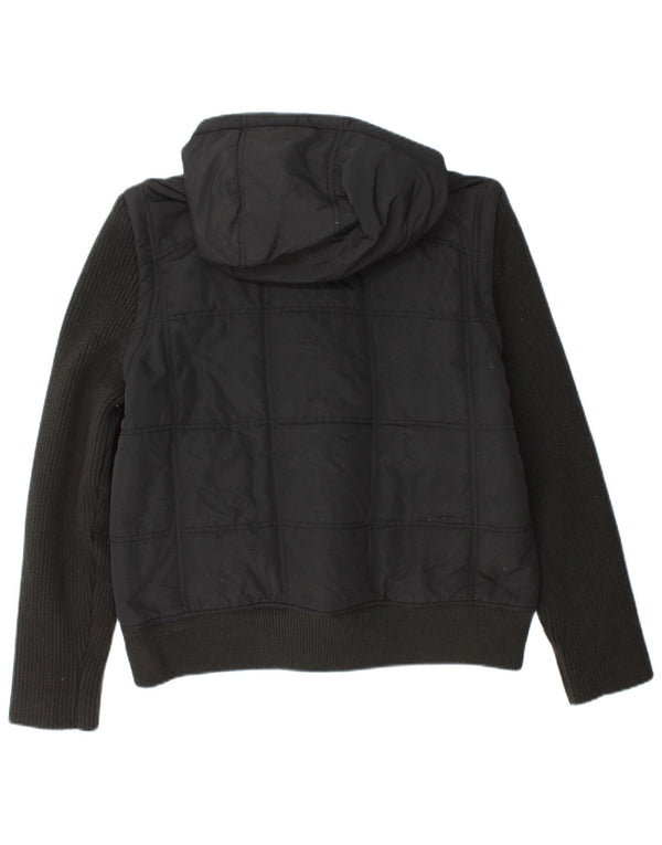 Converse Veste rembourrée à capuche pour homme UK 40 Large Noir Nylon