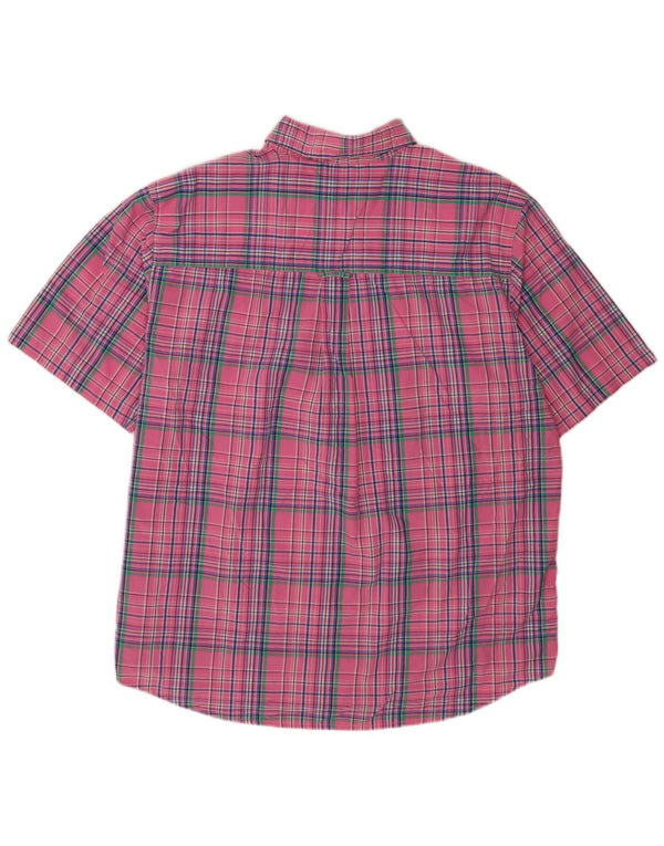 Chaps Chemise à manches courtes homme facile d'entretien XL en coton à carreaux rose