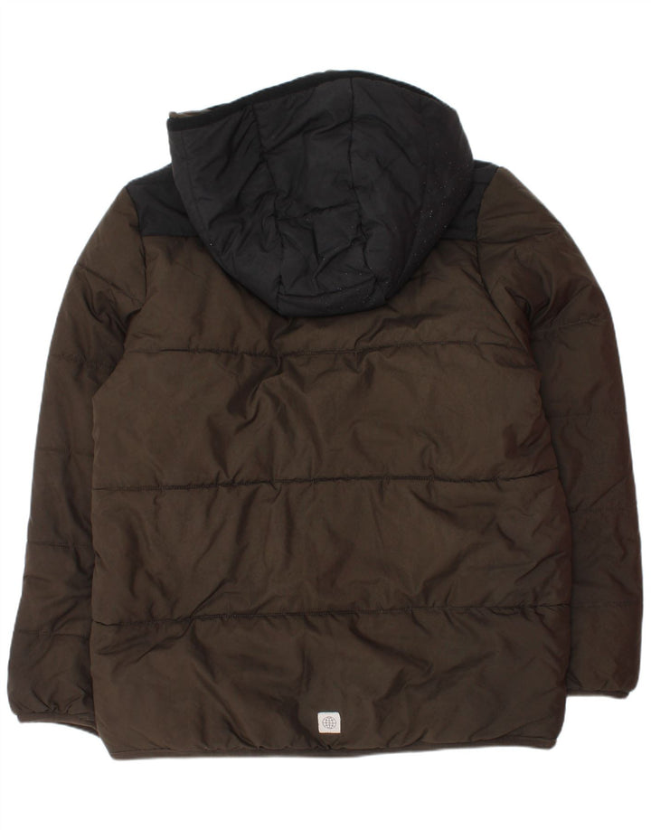 Adidas Veste matelassée à capuche pour garçon 9-10 ans Kaki Colourblock Polyester