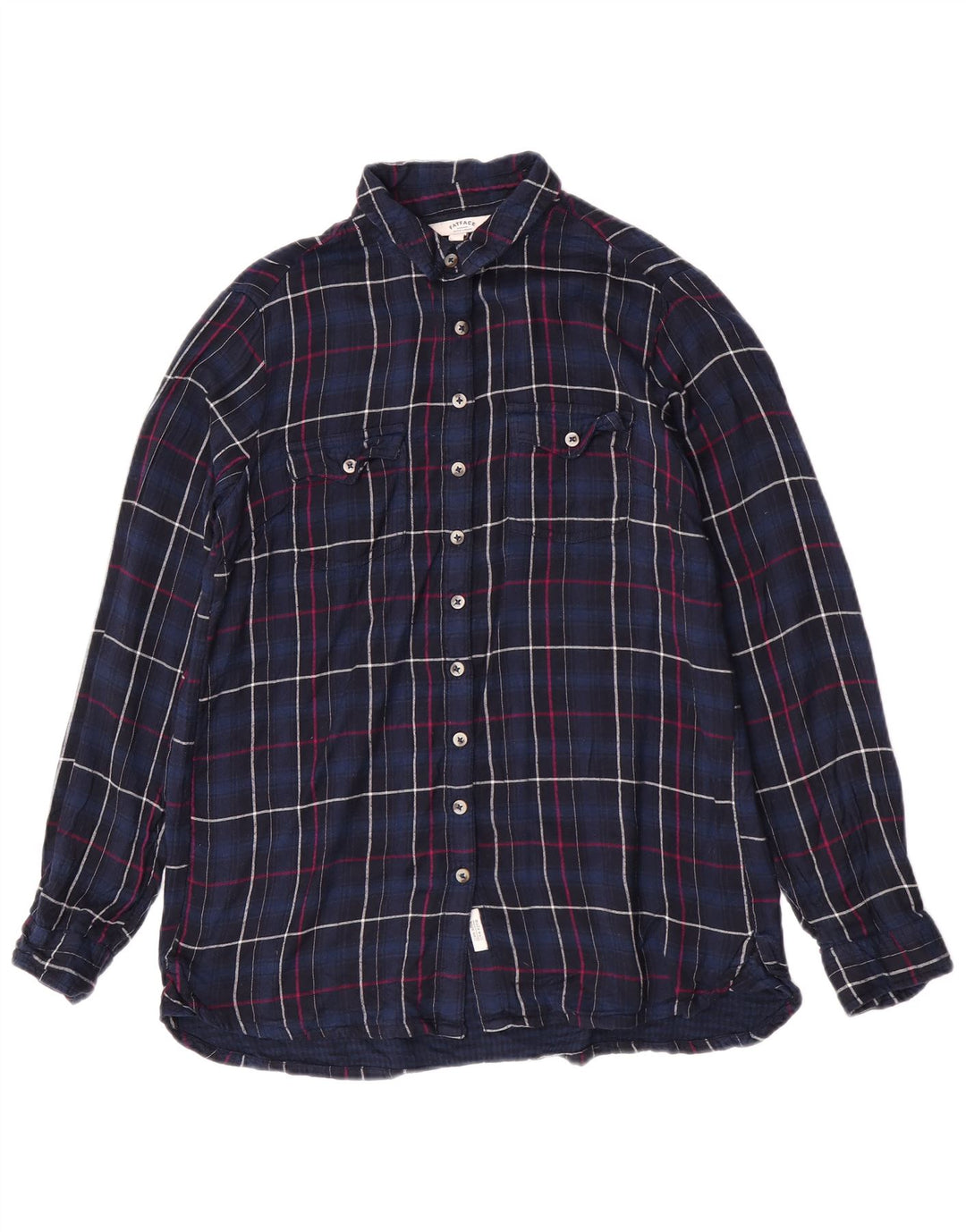 Fat Face Chemise en flanelle pour femme UK 12 Medium Bleu marine à carreaux Viscose