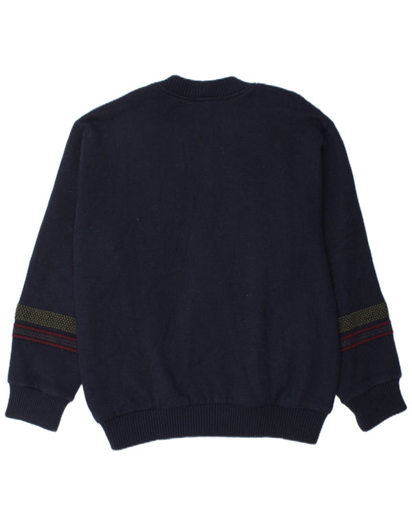vintage Mens Cardigan Sweater IT 52 Grande laine rayée bleu marine