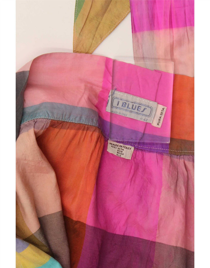 i Blues Jupe Portefeuille Femme IT 42 Medium W26 Soie à Carreaux Multicolore