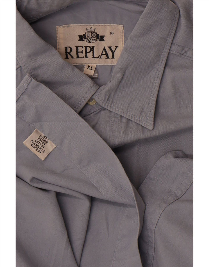 Replay Chemise Homme XL Bleu Coton
