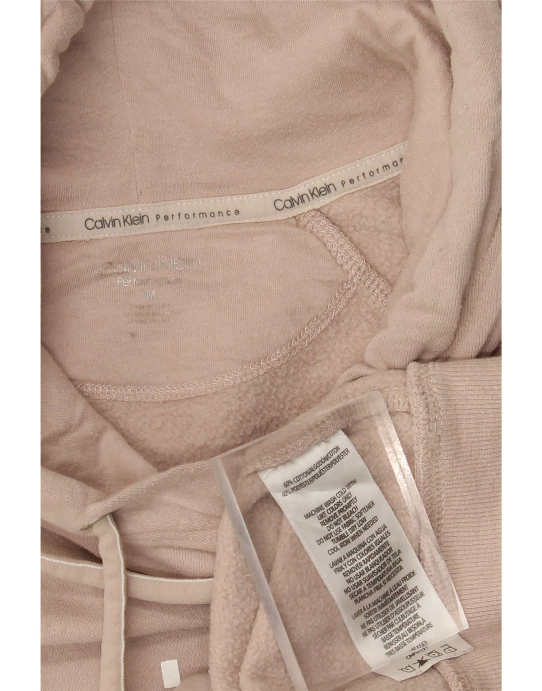 CALVIN KLEIN Pull à capuche coupe ample Performance pour femme UK 14 Beige moyen