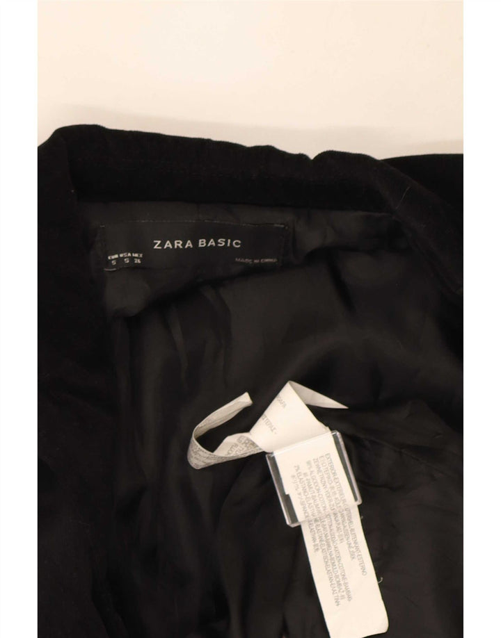 Zara Veste blazer en velours pour femme avec 1 bouton UK 10 Petit coton noir