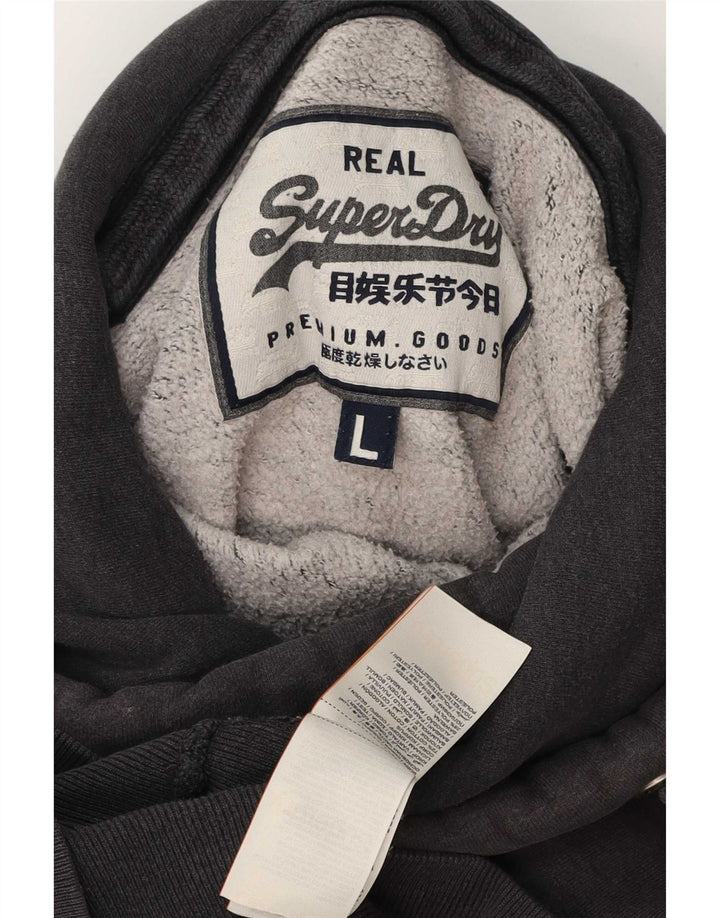 Superdry Pull à capuche pour homme Large Gris Coton