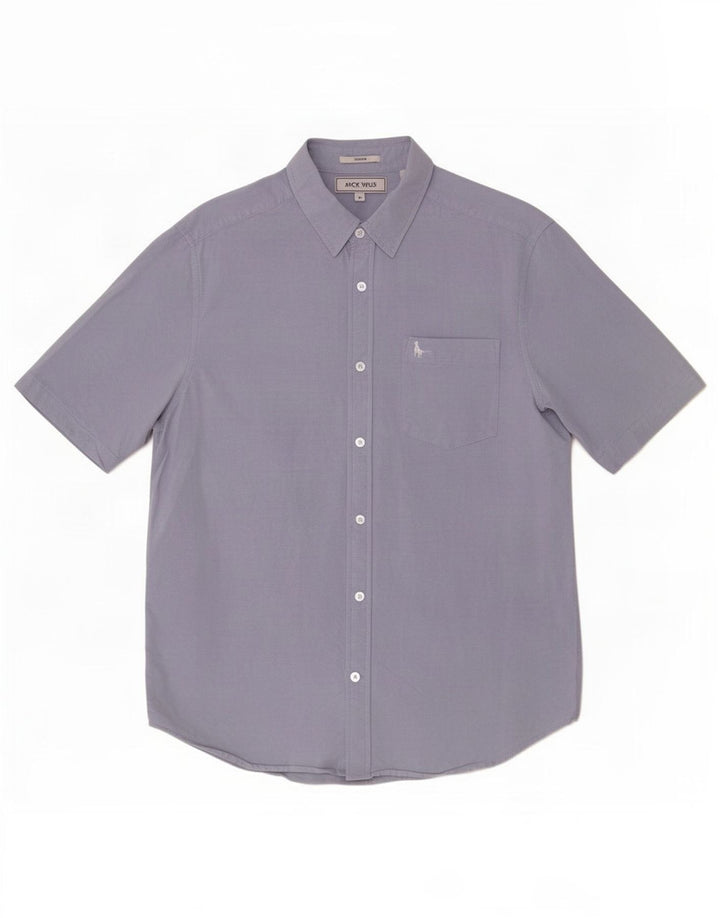 Jack Wills Chemise ajustée à manches courtes pour homme en coton bleu moyen