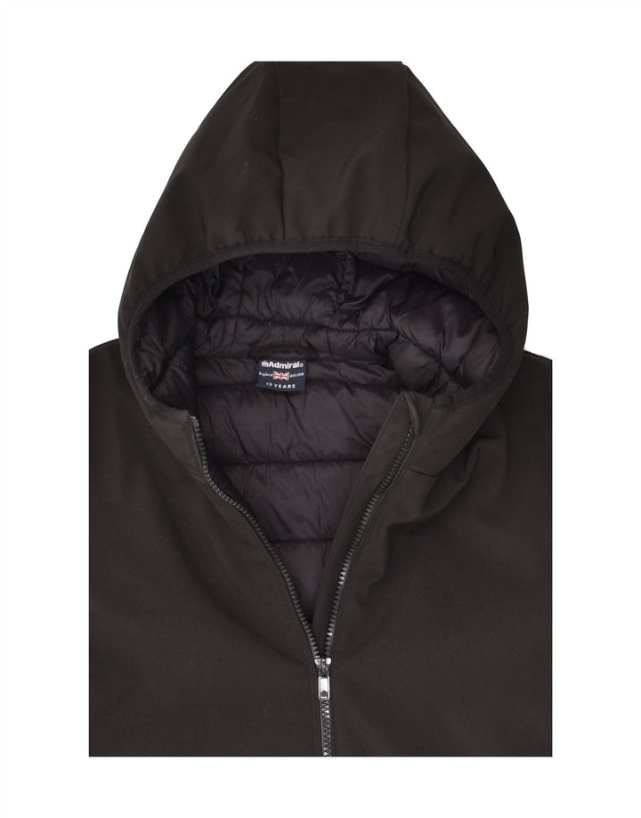 VINTAGE Boys Hooded Padded Jacket 11-12 Years Black Polyester | Vintage Vintage | Thrift | Second-Hand Vintage | Used Clothing | Messina Hembry 