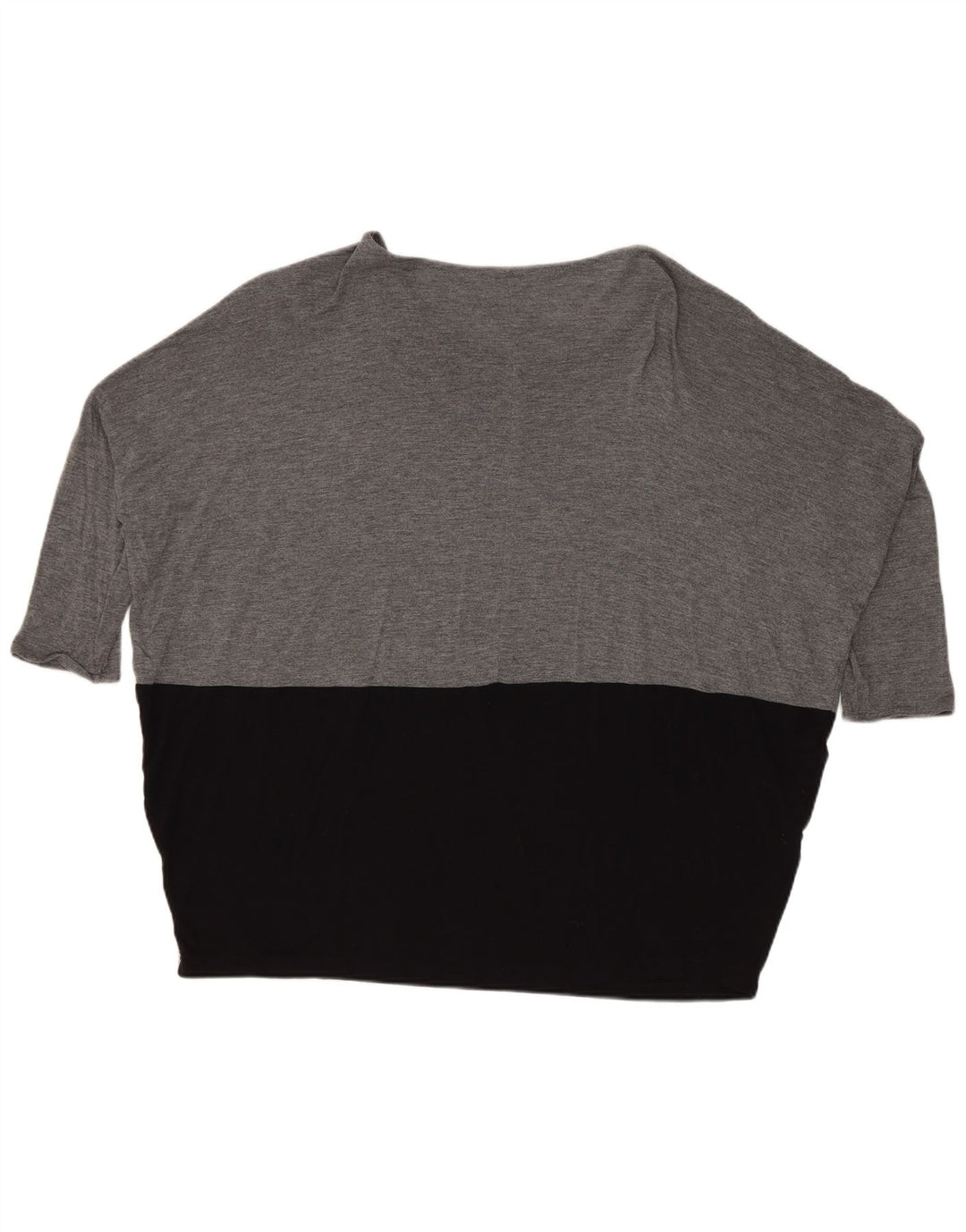 Zara Femme Haut Oversize Manches 3/4 UK 14 Gris Moyen Colorblock
