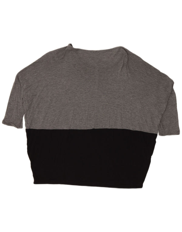 Zara Femme Haut Oversize Manches 3/4 UK 14 Gris Moyen Colorblock